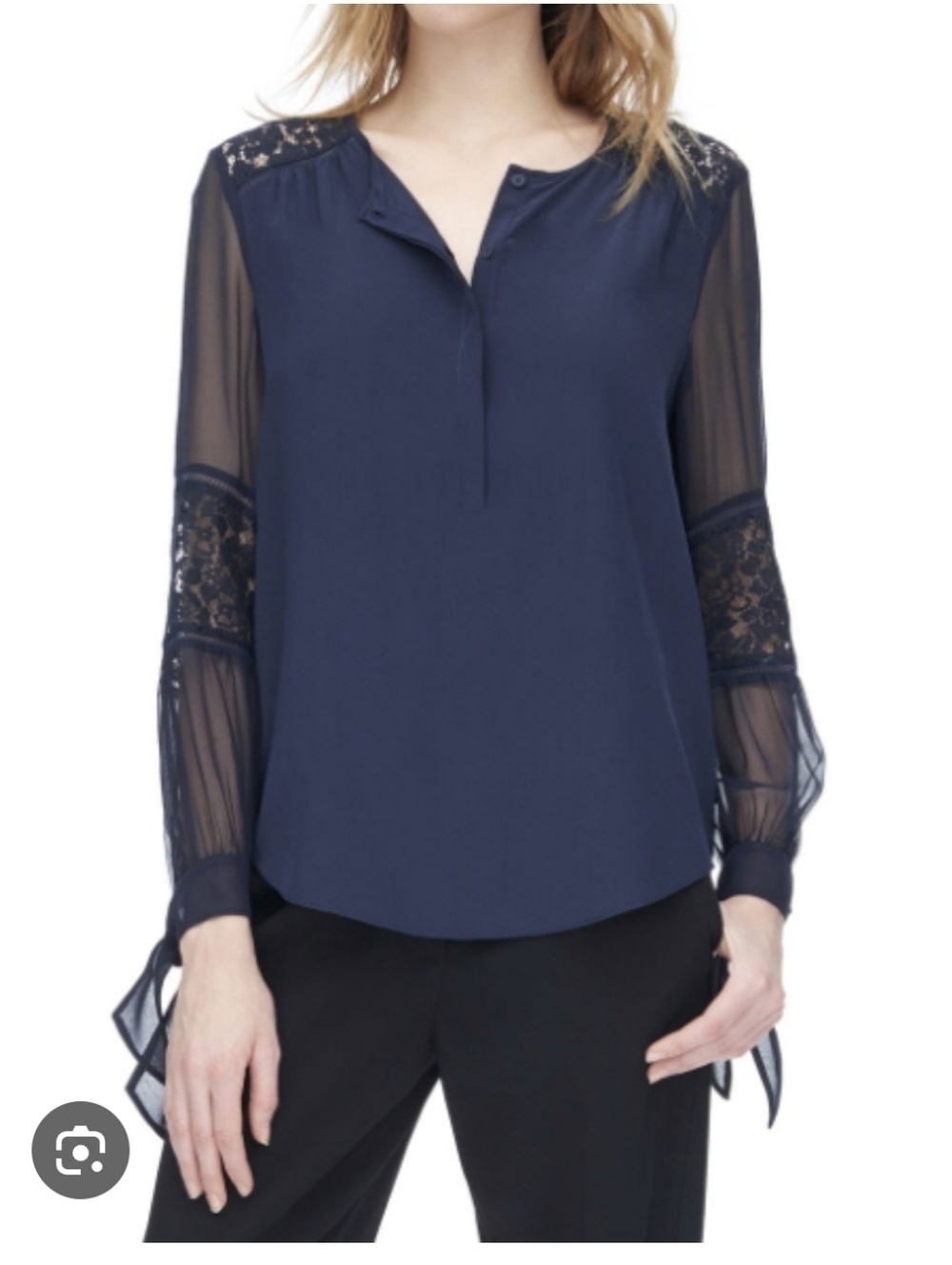 Rebecca Taylor Sarah Lace Inset Silk Blouse size 4